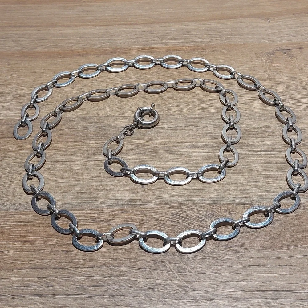 Silver Tone Linked Waist Hip Belt approximately 45 inches long